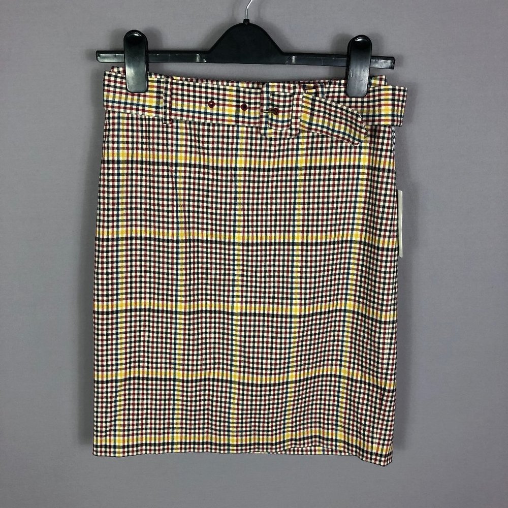 1901 Womens Belt Amelie Plaid Mini Skirt Size 2